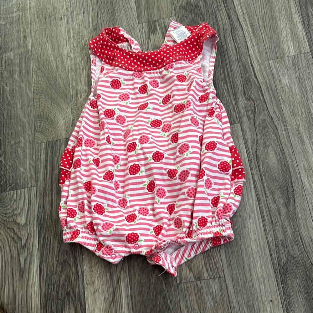 Strawberry Print Pink Romper